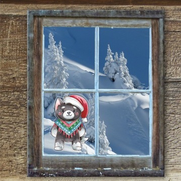 РОЖДЕСТВЕНСКИЙ МЕДВЕДЬ САНТА-МЕДВЕДЬ наклейка на окно