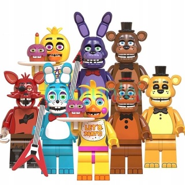 MINIFIGURKI FNAF FIVE NIGHTS AT FREDDY'S KLOCKI AKCESORIA KOMPLET 8 SZTUKI