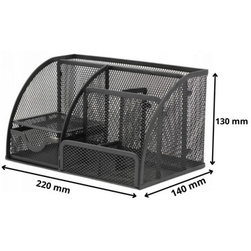 Настольный органайзер металлический, сетка, ЧЕРНЫЙ, 5 отделений