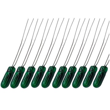 Żarówka przycisków nawiewów zegarów T4 T5 T3 4 mm 12V zielona 10 sztuk