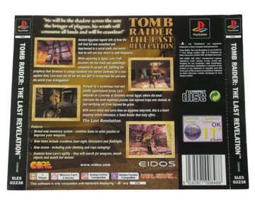 PS1 TOMB RAIDER THE LAST REVELATION OKŁADKA TYLNA PLAYSTATION 1 PSX