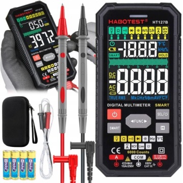CYFROWY MULTIMETR UNIWERSALNY TRUE RMS NCV TERMOPARA PRZEWODY ETUI BATERIE