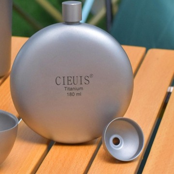 Titanium Hip Flask Drink Bottle Round Lightweight Leakproof for with Funnel
