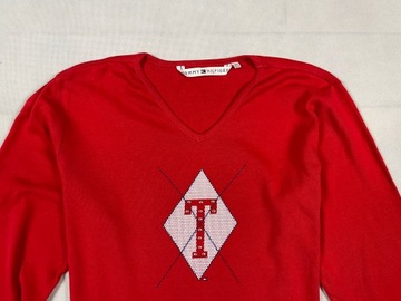 Tommy Hilfiger Longsleeve Czerwony Logo Unikat XL
