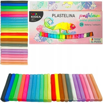 PLASTELINA SZKOLNA MIX 24 PASTELOWE KOLORY KIDEA