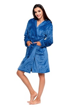 Удобный женский халат с капюшоном, теплый, мягкий, с завязками MORAJ L