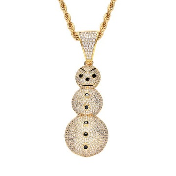 Cubic Cyrkon Snowman Naszyjnik Wisiorek Biżuteria