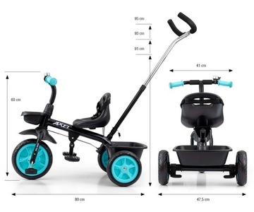 Трехколесный велосипед Axel Black Milly Mally с ручкой