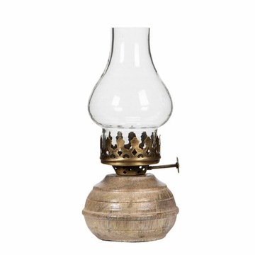ŚWIECZNIK tealight IMITACJA LAMPY NAFTOWEJ szklany klosz wys. 19cm