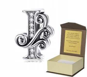 Charms LITERA I srebro do bransolet DEDYKACJA C65