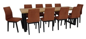 10 x solidne TAPICEROWANE krzesła velvet i duży stół LOFT 140/240 do SALONU