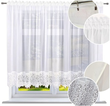 FIRANA GOTOWA Z KORONKA 400x170 FIRANKA PROSTA FIRANY Z GIPIURA DO SALONU