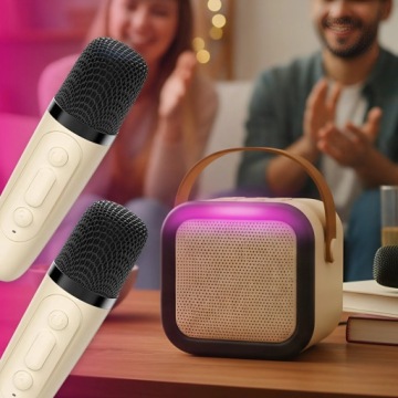 КАРАОКЕ-НАБОР ДЛЯ ДЕТЕЙ: 2 МИКРОФОНА, БЕСПРОВОДНОЙ ДИНАМИК С RGB-ПОДСВЕТКОЙ И BLUETOOTH