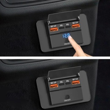 ГНЕЗДО АВТОМОБИЛЬНОЕ УСТАНОВОЧНОЕ 12В 24В 4 ПОРТА USB 96W ВОЛЬТМЕТР ON OFF