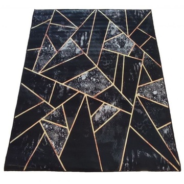 Dywan antypoślizg czarno-złoty geometria 60x100