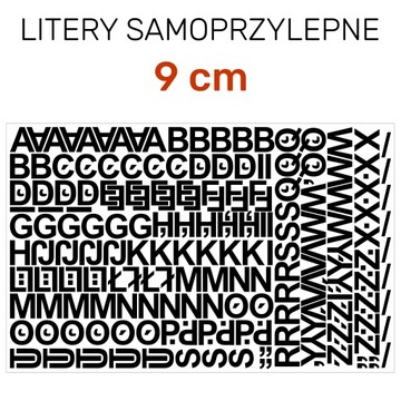 Litery samoprzylepne 255 znaków - 9cm