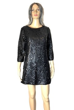 H&M wieczorowa sukienka z cekinami mała czarna 36/38