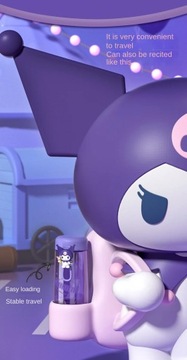 Бутылка для воды Sanrio Kawaii Kuromi Cinnamoroll, 350 мл, прозрачная соломенная трита