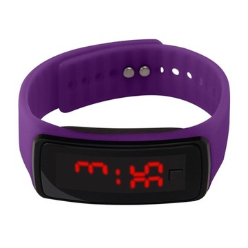 Inteligentny cyfrowy zegarek LED z ekranem dotykowym w kolorze fioletowym