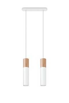 Lampa wisząca tuby PABLO 2 biała drewno LED GU10