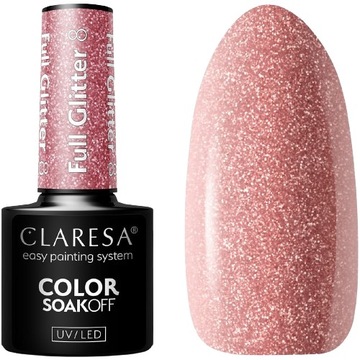 LAKIER HYBRYDOWY FULL GLITTER 8 5g CLARESA Brokatowy