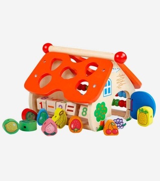 Сортер-деревянный домик, обучающие кубики Монтессори для детей