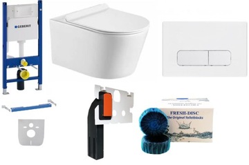 ZESTAW Stelaż WC GEBERIT UP100 + przycisk biały + miska WC + deska W/O