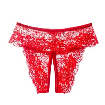 MAJTKI Z DZIURKĄ OTWARTE FIGI PLUS SIZE Czerwony