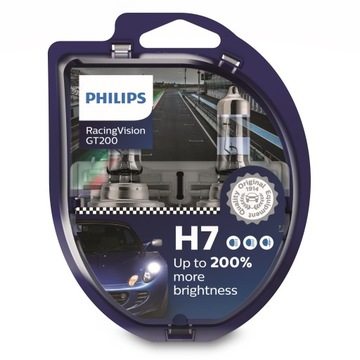 Лампы Philips Racing Vision GT200 +200% H7 12В