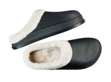 BUTY OGRODOWE klapki z futerkiem CZARNE 42-43