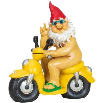 KRASNAL OGRODOWY NAGO NA MOTORZE figurka 28x25