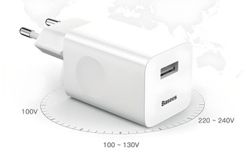 БЫСТРОЕ СЕТЕВОЕ ЗАРЯДНОЕ УСТРОЙСТВО BASEUS ДЛЯ ПЛАНШЕТНОГО ТЕЛЕФОНА USB-A 24 Вт QC