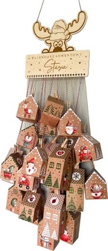 kalendarz ADWENTOWY domki tabliczka imię DIY