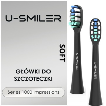 2 GŁÓWKI KOŃCÓWKI DO SZCZOTECZKI SONICZNEJ U-SMILER SOFT DELIKATNE