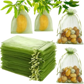 Woreczki z organzy 10x15cm 100 szt. TOREBKI NA PREZENTY ŚLUBNE zielone