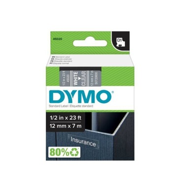 Лента DYMO D1 - 12мм х 7 м, белая/прозрачная S0720600 для принтеров этикеток