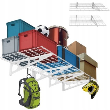 Regał Półka wisząca Garażowa Metal Solidna 2x90 kg biała PG26W