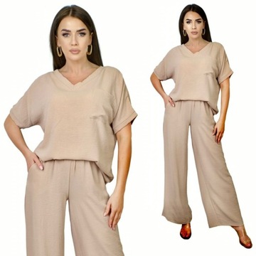 Komplet damski elegancki spodnie bluzka Duże rozmiary Polski producent 3XL