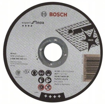 BOSCH Tarcza tnąca 125x1.6x22 Inox, metal, prosta