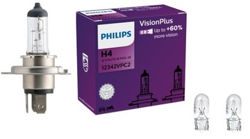 PHILIPS H4 VISIONPLUS +60% 12V 55W 2 SZT + GRATIS