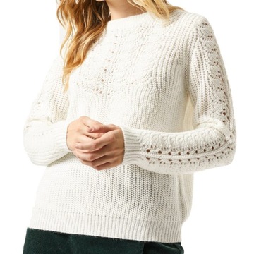 Dorothy Perkins Efektowny Sweterek Damski Kremowy Sweter Wełna M 38