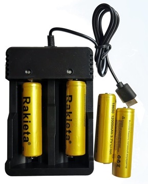 Ładowarka szybka USB +4x akumulator li-Ion 12000mAh 18650 3,7V Rakieta