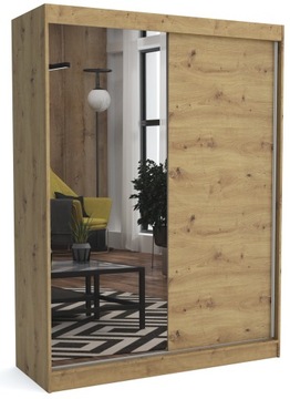Szafa przesuwna 160 cm dąb artisan + 1 lustro ML