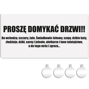 Tabliczka PCV na drzwi PROSZĘ DOMYKAĆ DRZWI 10x20 Druk UV + przylepce