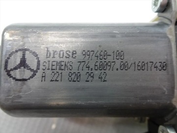 MERCEDES-BENZ S-CLASS MOTOREK ZVEDÁNÍ OKNO DVEŘE ZADNÍCH 2007 SALOON
