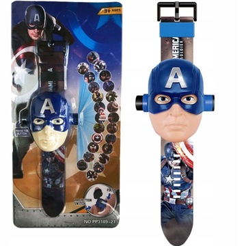 ZEGAREK KAPITAN AMERYKA 3D Z PROJEKTOREM RZUTNIK