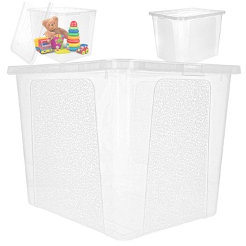 POJEMNIK PLASTIKOWY z pokrywą duży zamykany pudełko organizer zabawki 30L