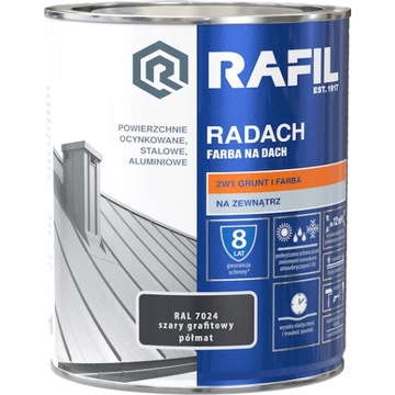 RAFIL RADACH FARBA SZARY GRAFITOWY RAL7024 PÓŁMAT 0,75L