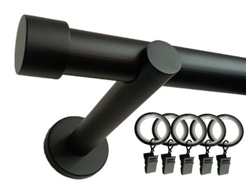 Karnisz pojedynczy 25/150cm CZARNY LOFT żabki.