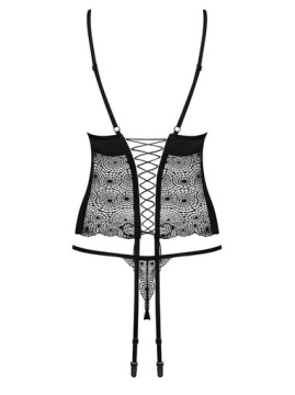 Корсет и стринги Obsessive Sharlotte черный L/XL